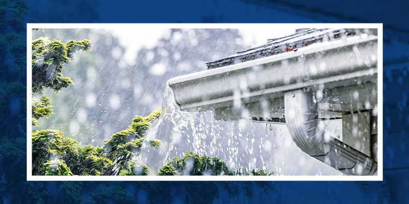 Rain on a home's gutters